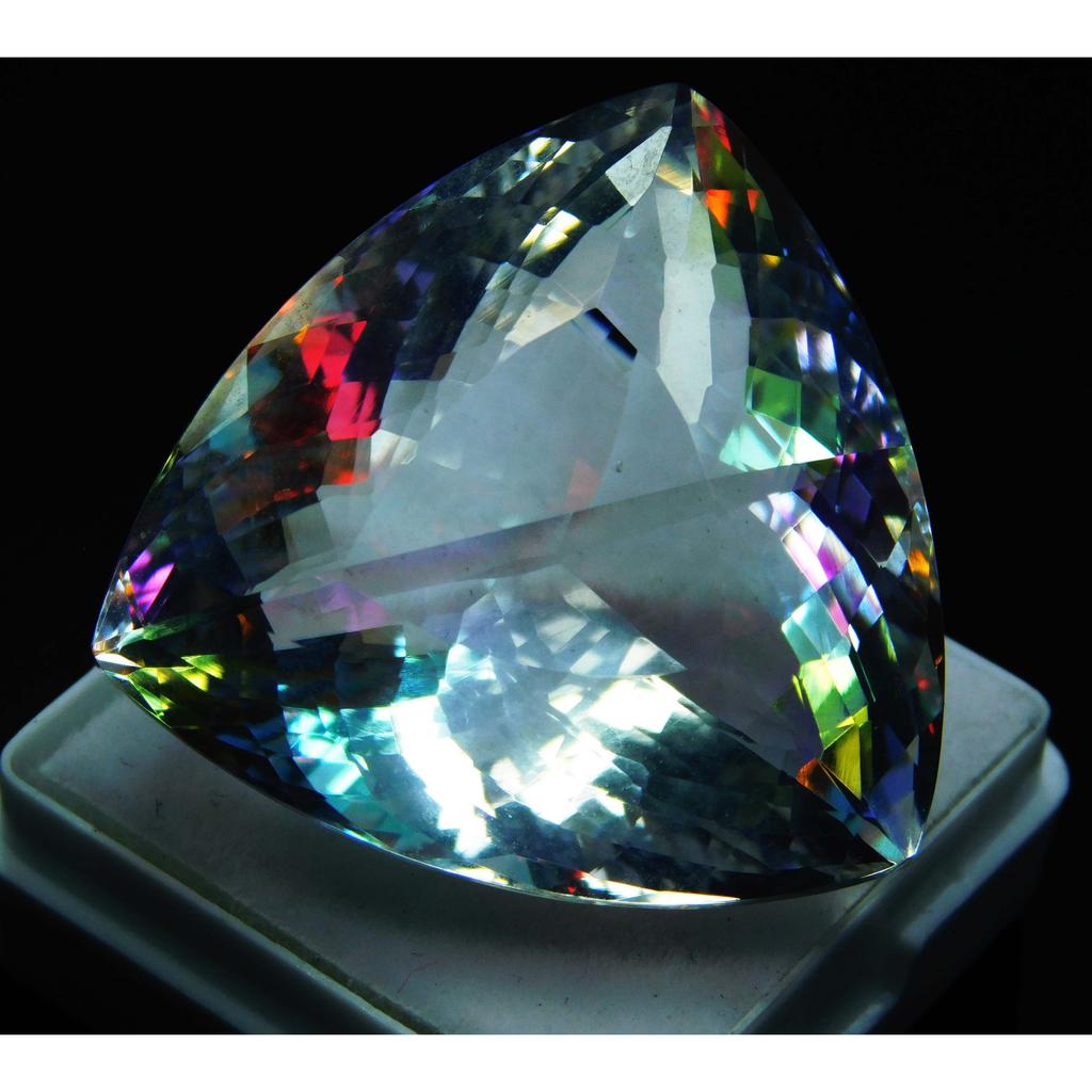 AA+ 67 Ct Mystic Topaz Trillion Shape Loose Gemstone Jwelery Making