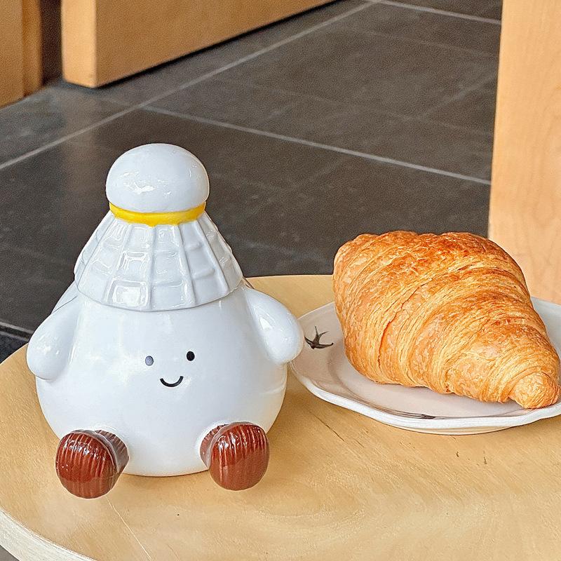 Cute Badminton Water Cup with Lid Ceramic Mug Underglaze Color High Temperature Resistant Water Cup Couple Pair Cup Birthday Gift