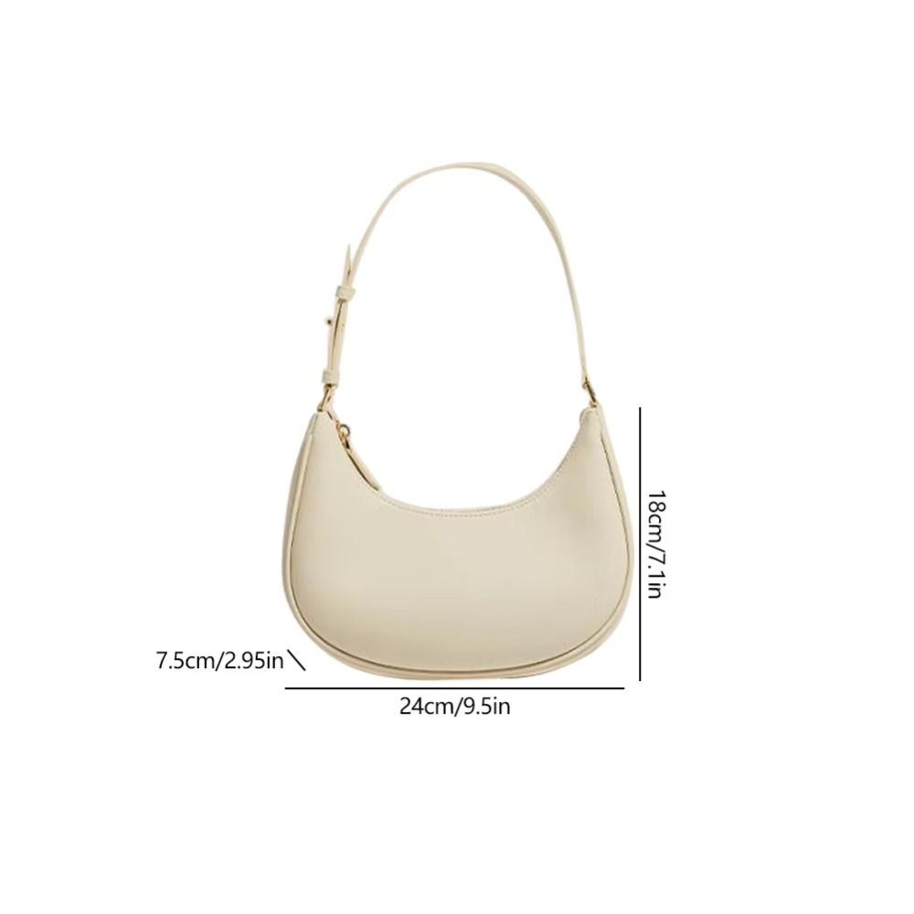 PU Leather Ladies Handbag Simple Armpit Bag Portable Half Moon Underarm Bag  Women