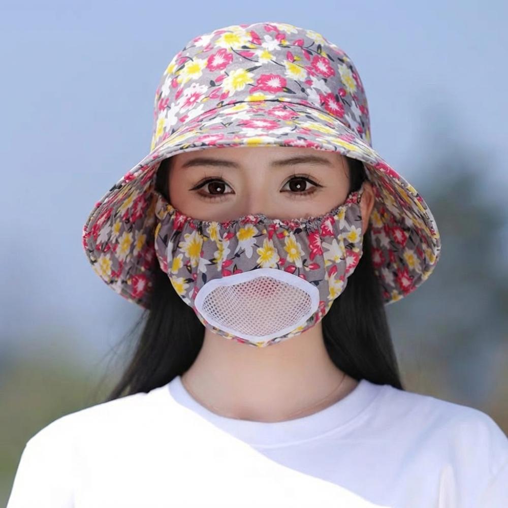 

Wide Brim Face Mask Sun Hat UV Protection Fisherman s Hat Tea Picking Work Hat Summer Outdoor J