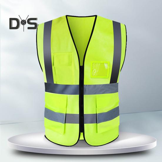 Kamizelka robocza męska damska odblaskowa kamizelka dekolt w serek bez rękawów zamek błyskawiczny plisa oddychająca nocna kamizelka bezpieczeństwa