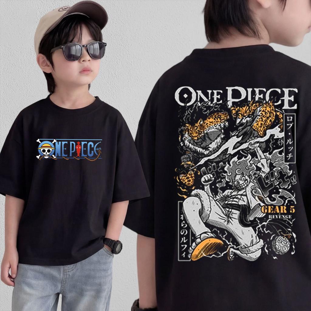 Anime One Piece Cosplay TShirt Cotton Short Sleeve Tops Casual Loose Retro TShirt Men Women Kids Family Matching Outfits