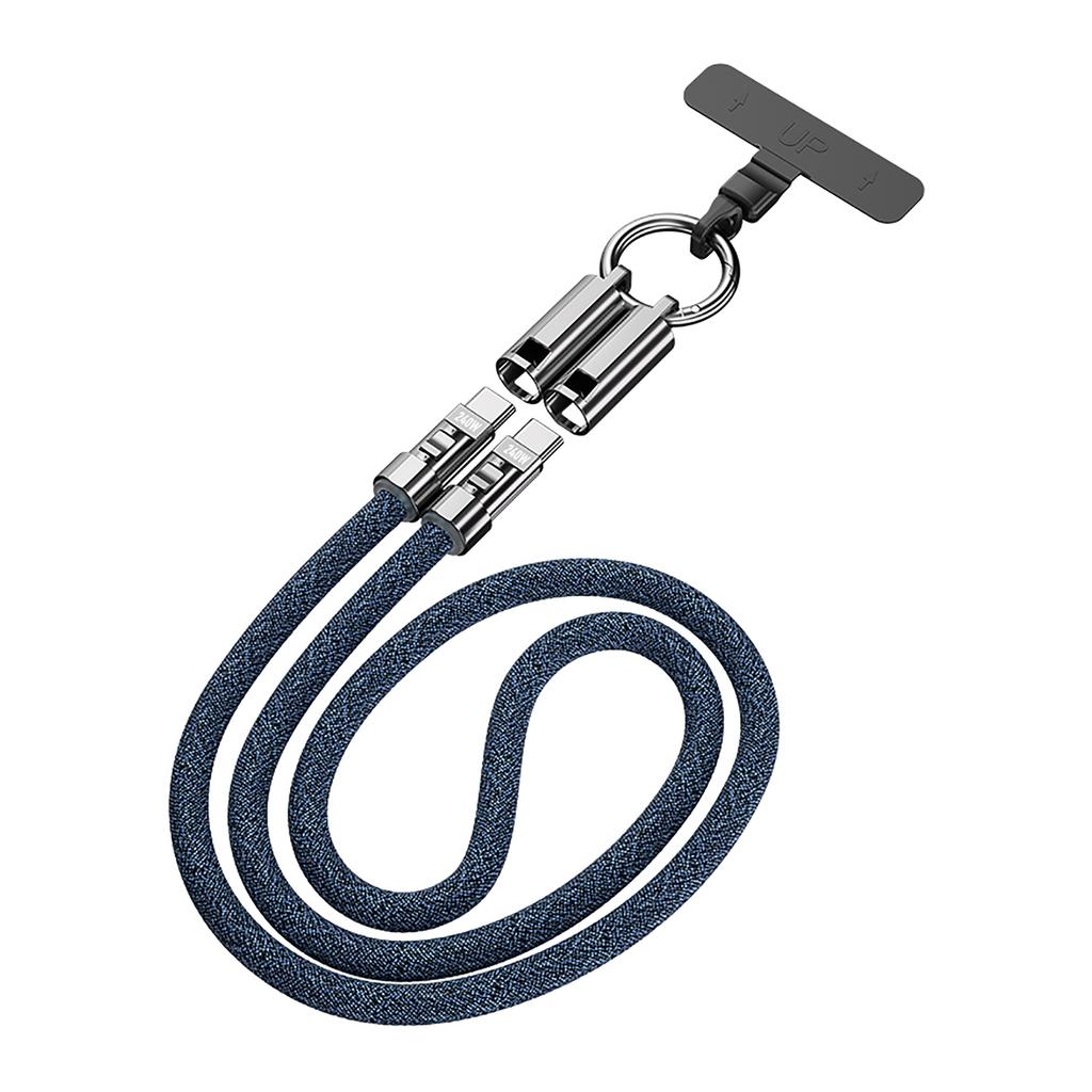 Phone Lanyard Cable 240W Fast Charging Type-C to Type-C Wire with Zinc Alloy Lock Smart Chip 120cm for Laptop Tablet Phone Data Sync
