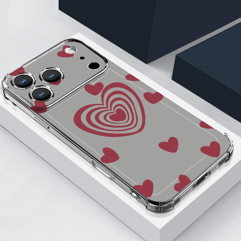 Colorful Heart Pattern Phone Case For iPhone 17e 17 16 15 Pro Max 14 13 Pro 16 Shockproof Clear Soft Card Slot Pocket Back Cover