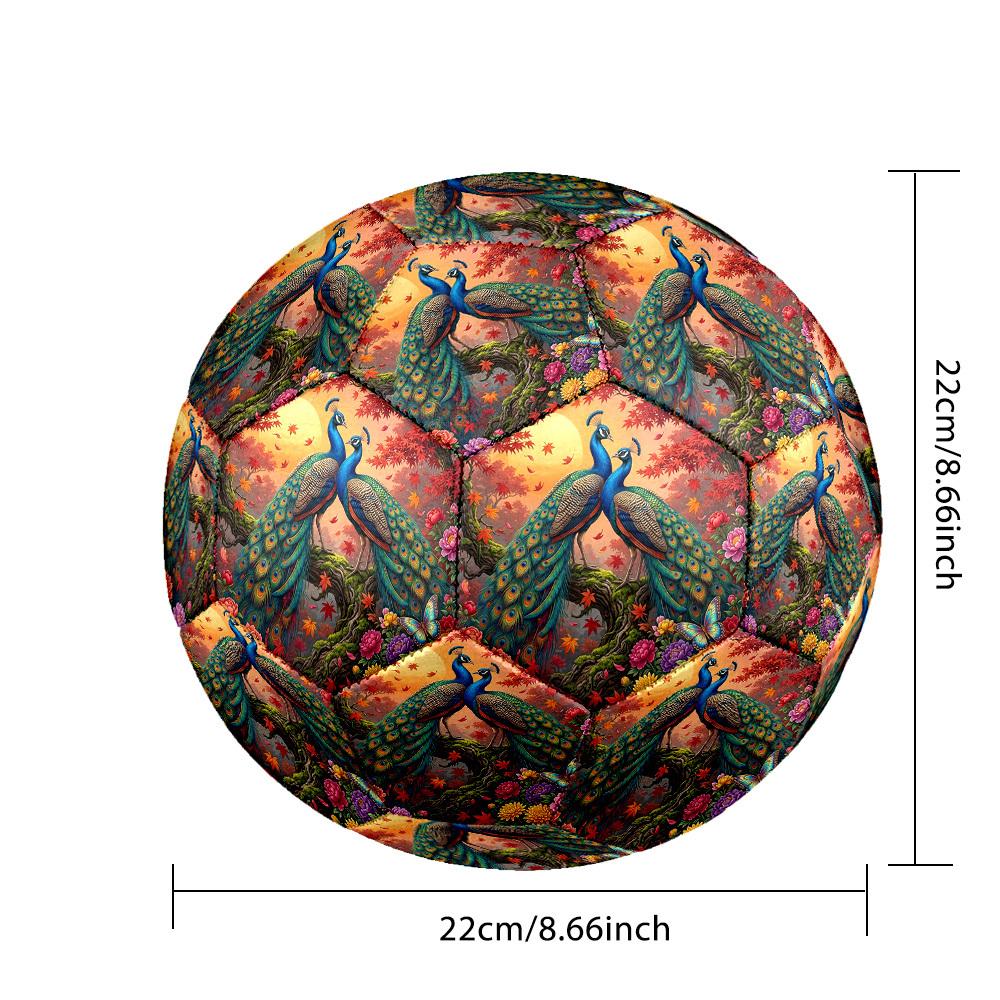 1pc Autumn Peacock Garden Theme Soccer Ball Football, Size 5, Lightweight PVC, Outdoor Training Soccer Ball,Sports Gift T61479