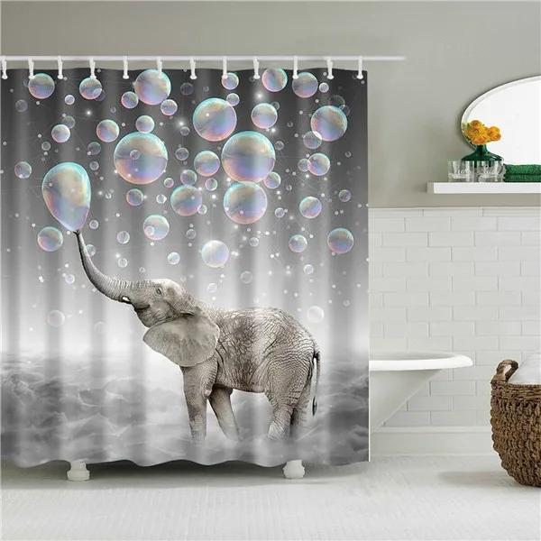 Animals Elephant Shark Killer Whale Octopus Deer Horse Lion Shower Curtains Bathroom Waterproof Polyester Curtain Bath