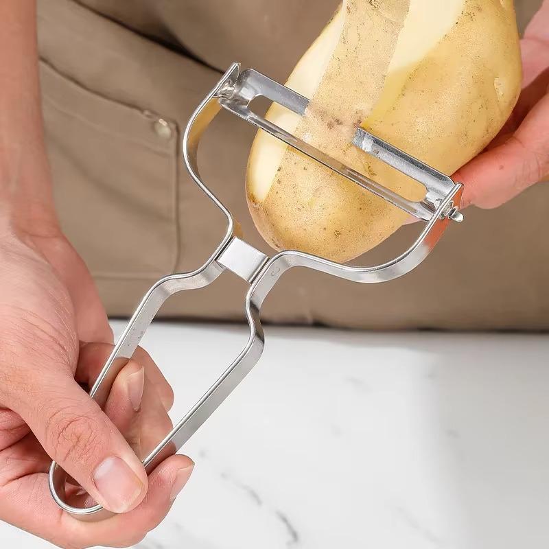 Pelapatate in Acciaio Inossidabile a Bocca Larga per Verdure e Frutta - Utensile da Cucina Multifunzionale per Tagliare Cavolo e Patate e Preparare Insalate