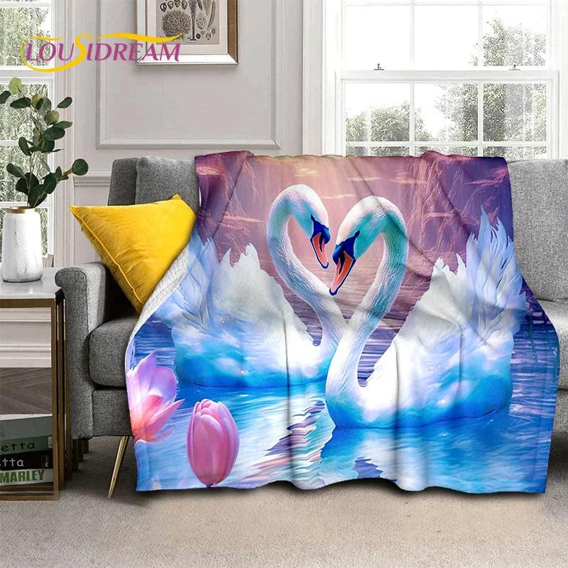 3D Dream Love Swan Cartoon Cygnus Girl Gift Blanket,Soft Throw Blanket for Home Bedroom Bed Sofa Picnic Travel Cover Blanket Kid