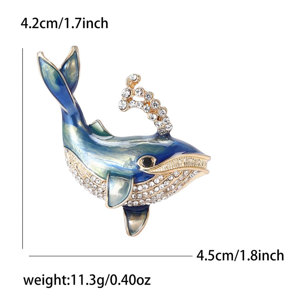 Japonsko a Jižní Korea Roztomilý kreativní slitina drahokamu sprej velryba brož módní všestranný pánský a dámský oděv korsáž šperky pin