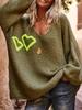 2025 Autumn/Winter Women's Heart Pattern V-Neck Loose Sweater Knitwear