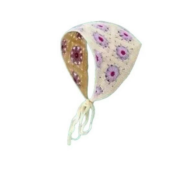 Ręcznie robiona szydełkowa trójkątna chusta na głowę: Francuski Retro, Wszechstronny, Styl Pastoralny