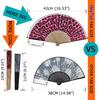 HeyToo Women Held Hand Folding Fan - Bamboo Printed Pattern Foldable Fan - Ideal for Decoration, Wedding, Themed Anniversary Party, Church, EDM,