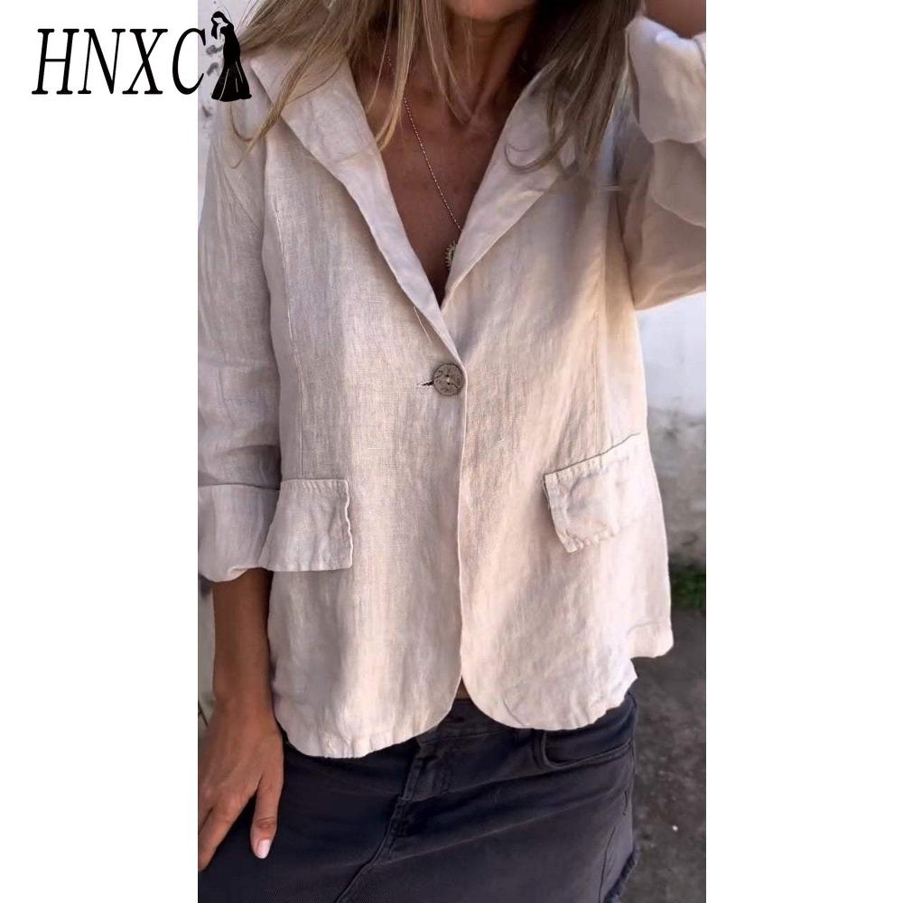 HNXC Women's Vintage Casual Lattice Print Autumn Winter Long Sleeve POLO Neck Jackets & Coats