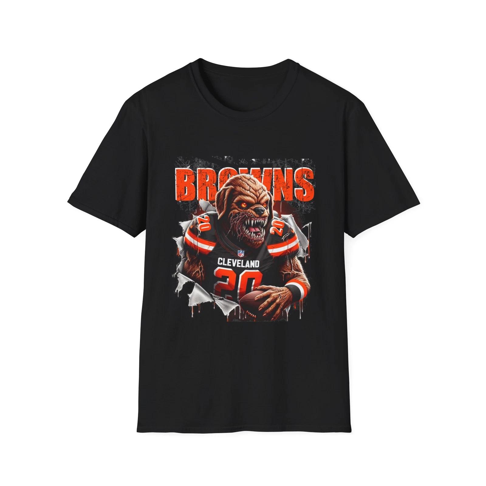 Men s and Women s T-shirts Cleveland Browns Horror Mash Up T-Shirt - Spooky NFL Fan Apparel XL