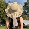 Breathable Straw Hat Wide-brimmed Beach Hat Sweet Sunshade Hat  for Summer Sun Protection