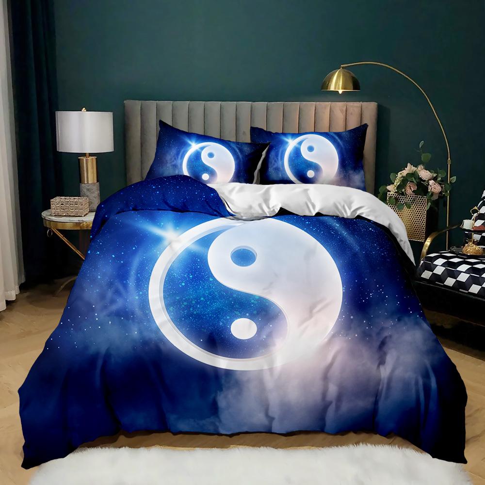 Yin Yang Duvet Cover Set for Girl Boy Children Chinese Ancient Culture Art Polyester Comforter Cover Decorative Gossip Pattern