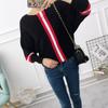 2022 neue Herbst Winter Frauen Pullover Pullover Streifen Kontrast Farbe Fledermaus Ärmel Strick Jumper Lose Kurze Tops Outwear Pull Femm