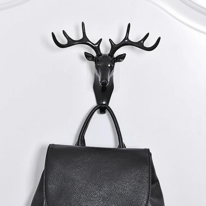 New Hook Deer Horn Shaped Hanger Storage Adhesive Rack for Wall Decoration Vintage with Hooks for Hanging Clothes Hat Scarf Key