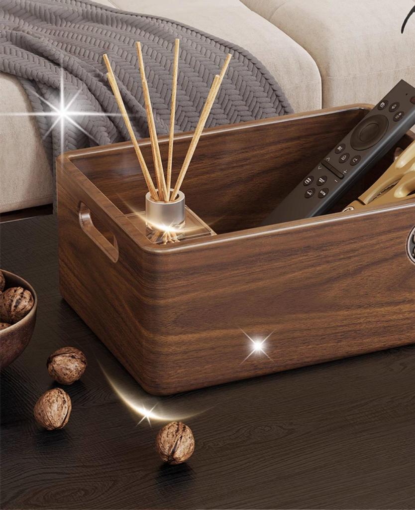 Chinese Style Solid Wood Desktop Organizer: Living Room Storage for Snacks, Keys, Remotes, and Cosmetics