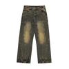 High Waist Yellow Mud Color Vintage Jeans Women 90s Retro Straight Baggy Denim Pants Female Streetwear Y2k Casual Wide Leg Trouser