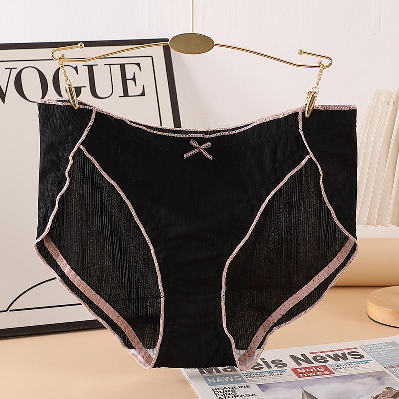 

Трусики большого размера из чистого хлопка с бантиком-бабочкой, сексуальные бесшовные с завышенной талией, с поясом-мешком на талии, треугольные, женские 4XL чёрный