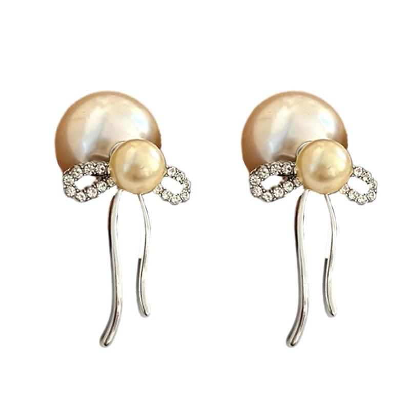 

Trend Bowknot Ear Clip Adornment Pearl Ear Studs Accessory Handmade Pearl Bead Ear Rings Earwear for Daily Wear Dates