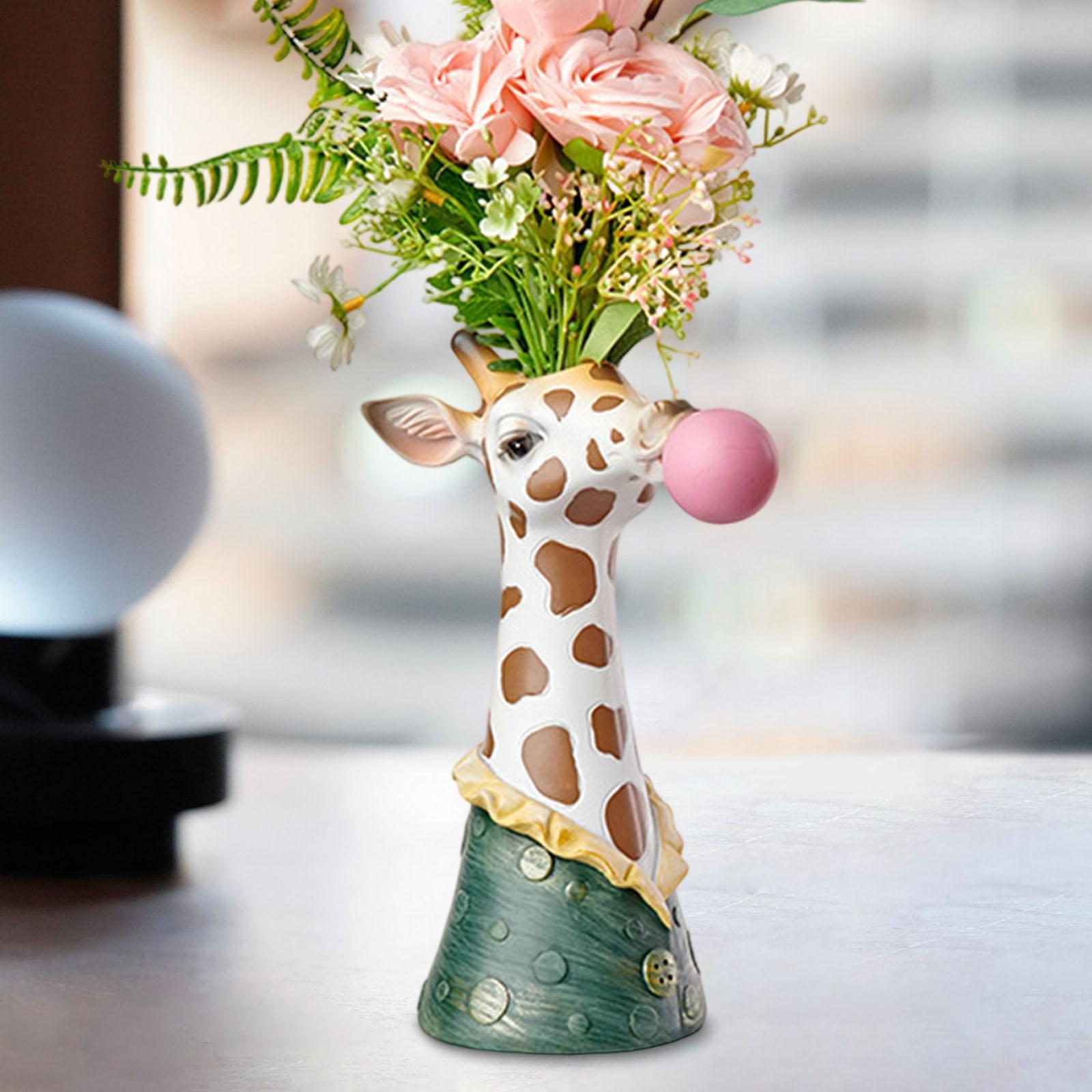 

Giraffe Blowing Bubbles Creative Vase Table Decoration Art Statue Living Room Home Decor Dried Flower Vase Animal Face Vase різнокольоровий