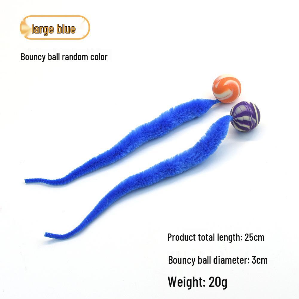 Solid Color Elastic Ball & Caterpillar Teaser Stick Kitten Toy