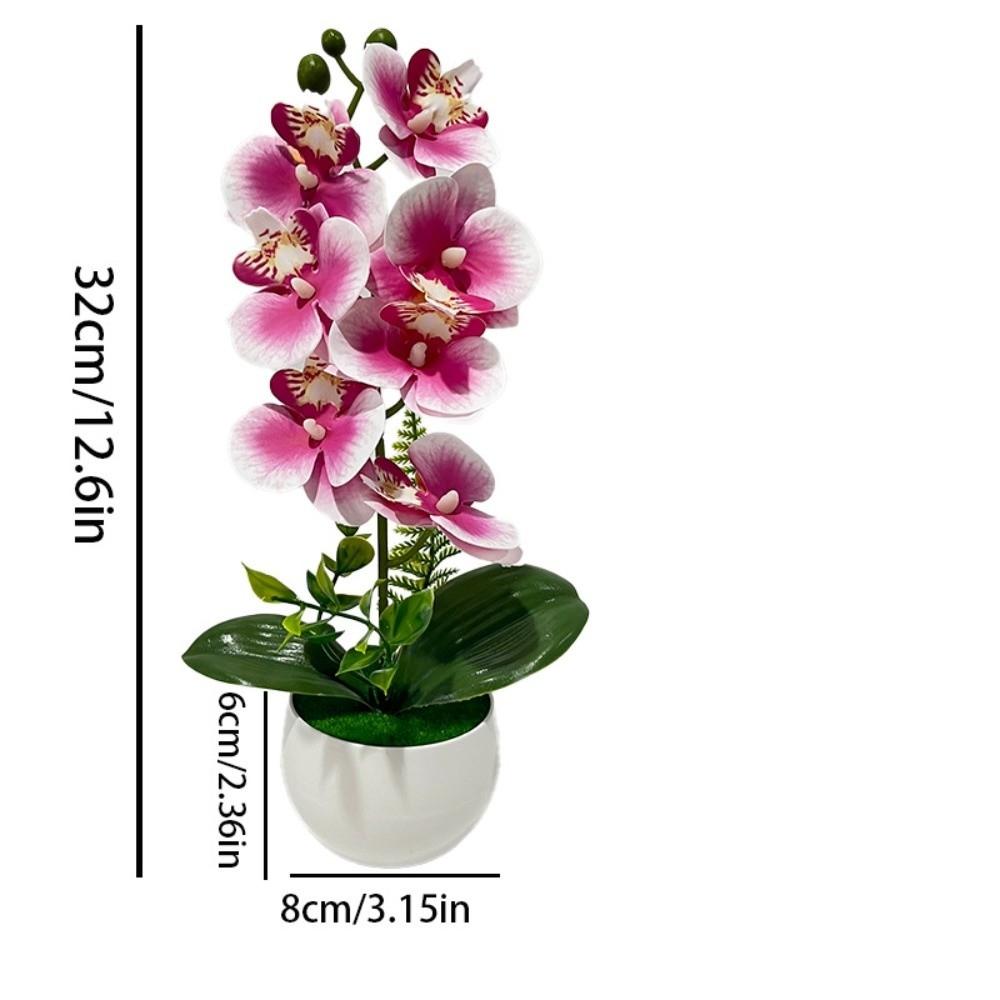 7 Heads Simulated Flower Butterfly Orchid Potted Pink Artificial Faux Plants  Living Room Ornaments