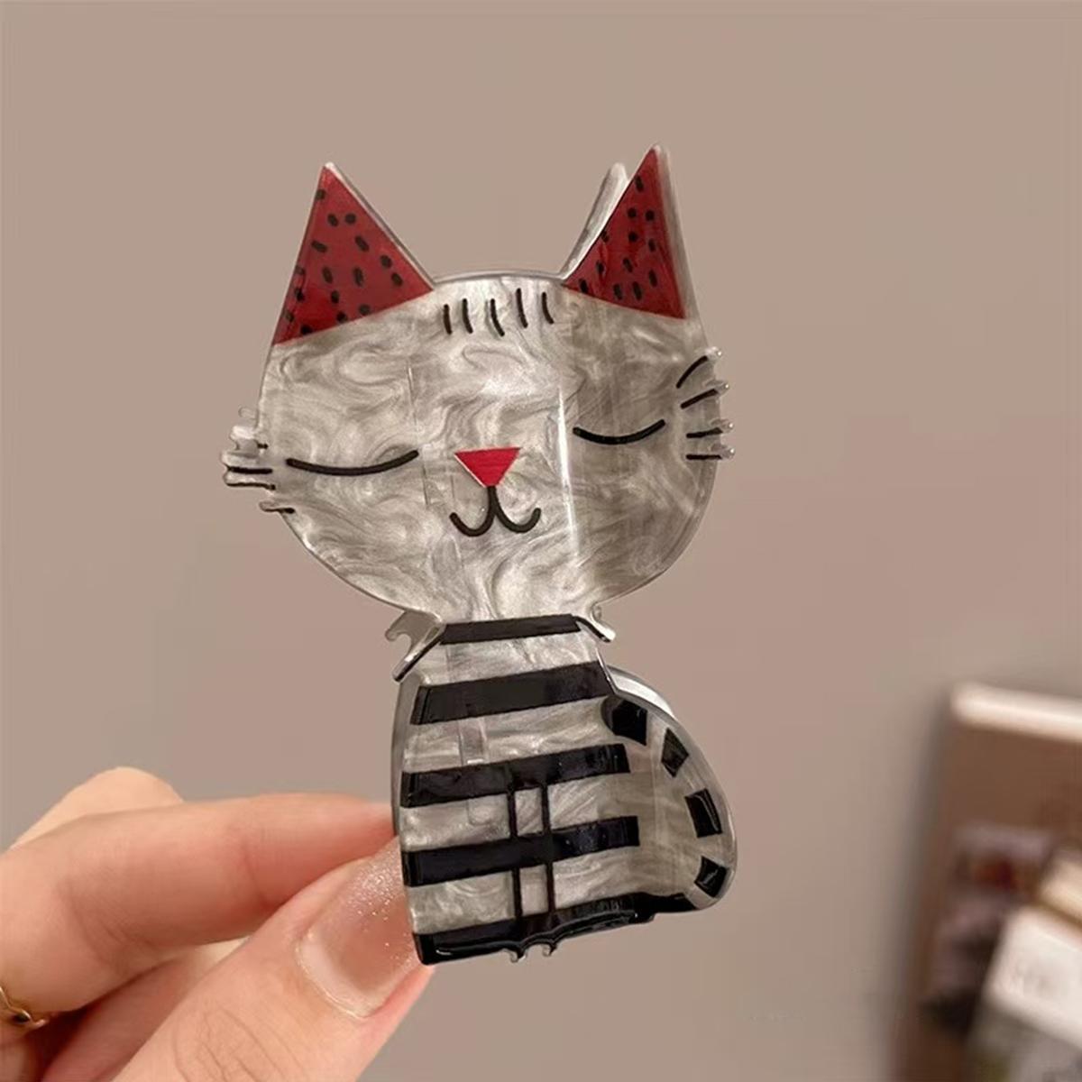 

1 шт. милая мультяшная заколка для волос из ацетата в виде щенка и котенка, женская заколка для затылка, заколка-краб, головной убор