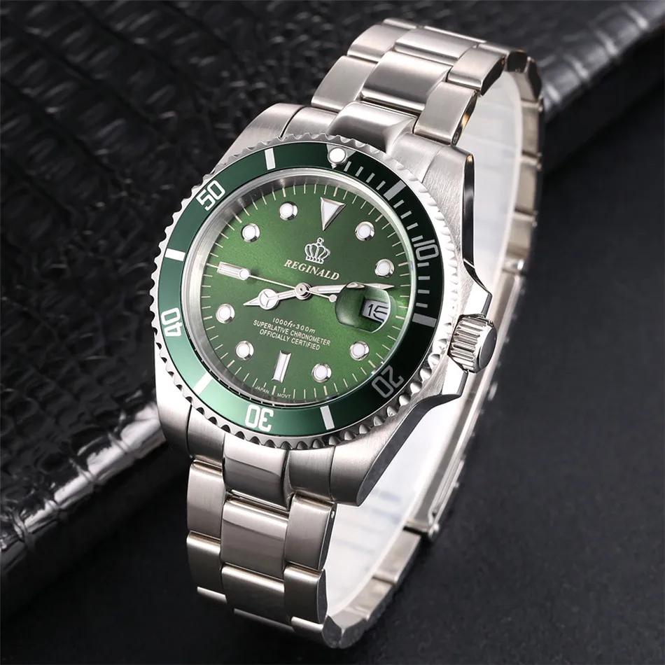 Reginald Watches Rotatable Bezel GMT Sapphire Glass Date Stainless Steel Watch Men Sports Watches Relogio Masculino Reloj Hombre