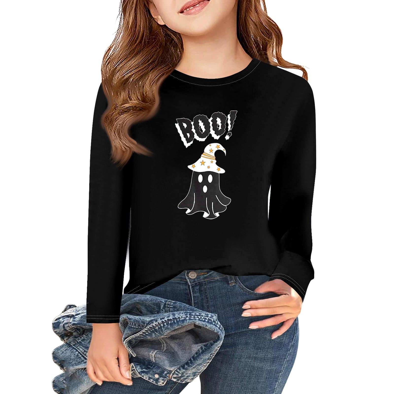 

Girls Long Sleeve Halloween Day T Shirts Kids Fall Tops Crewneck Basic Tees 2-11Y 110 бежевий