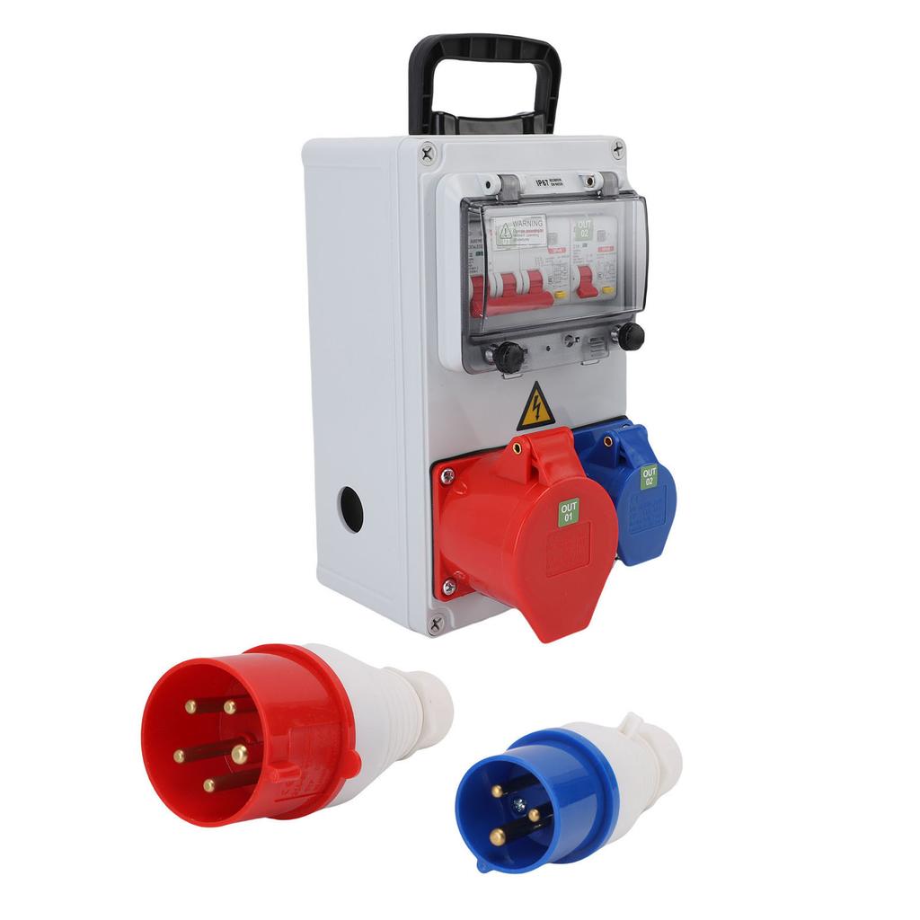 Handheld Industrial Socket Distribution Box 250x150x100mm Water Proof Portable Electrical Breaker Outlet Box for