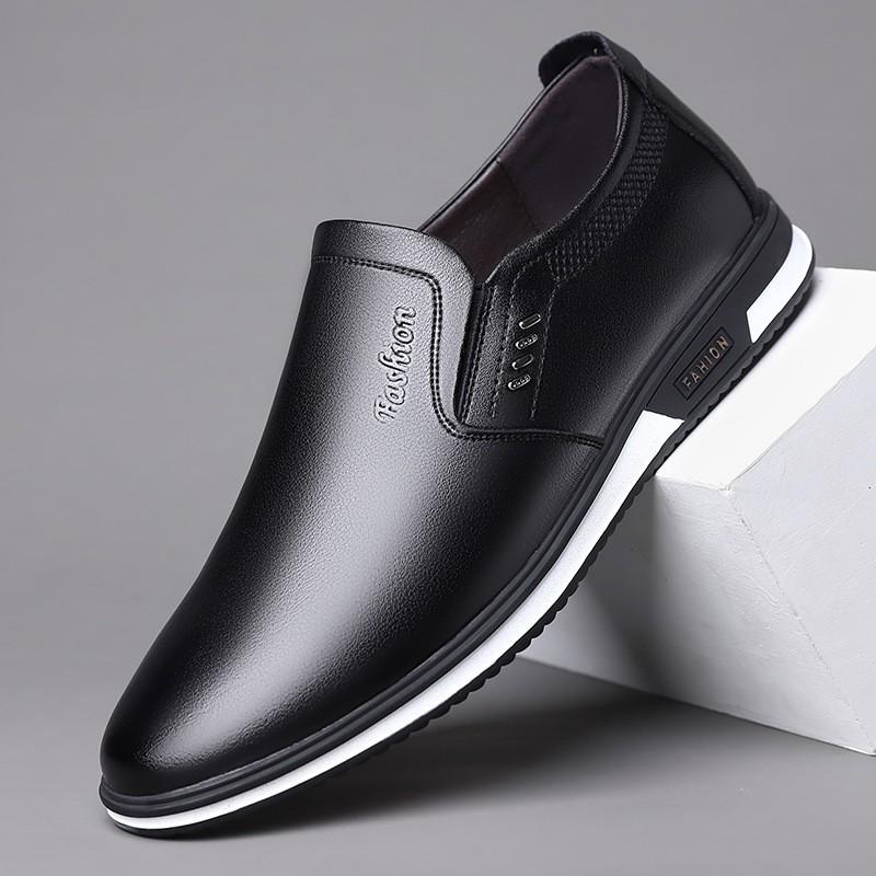 

2025 spring and autumn new men s daily casual leather shoes men s leather breathable soft leather soft sole white single shoes 9701 43