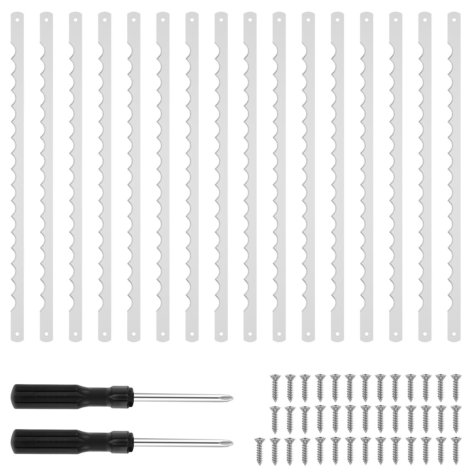 

16 Pcs Bread Bow Knife Blade Stainless Steel Replacement Bread Knife Blade w/ Screw and Screwdriver Dough Scraper Baking Tool