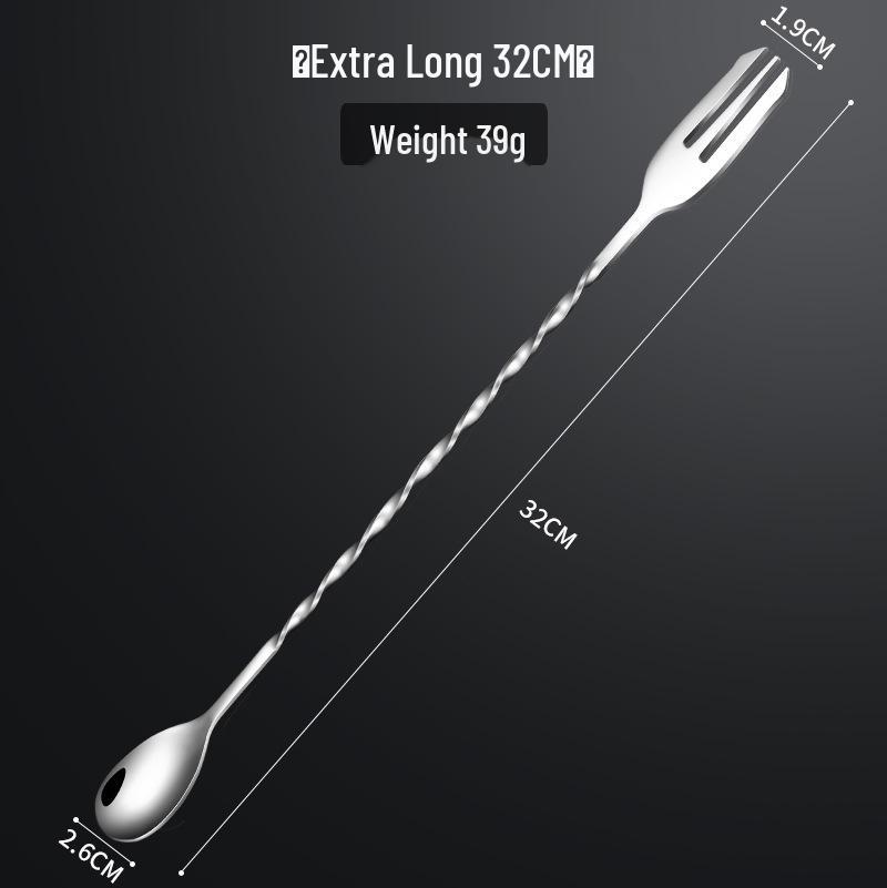 Island Odd Stainless Steel Cocktail Mixing Spoon with Double-Ended Jigger
