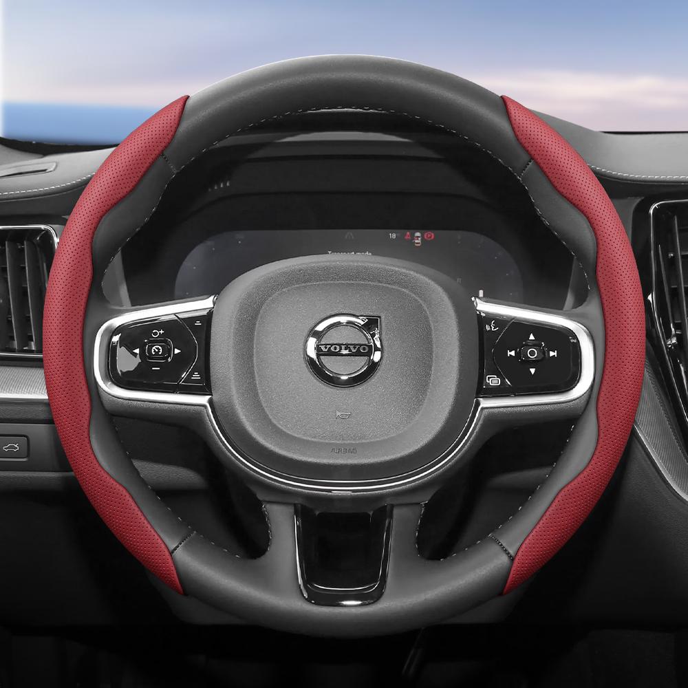 

Suitable for Volvo Breathable Holes Leather Steering Wheel Cover Segmented Quick Release Design Non-Slip Durable V40 V70 S60 C30 S40