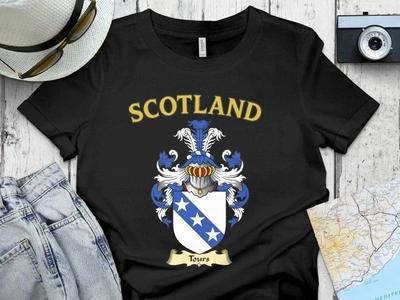 Tours Scotland with Crest Emblem Artwork Print T-Shirt