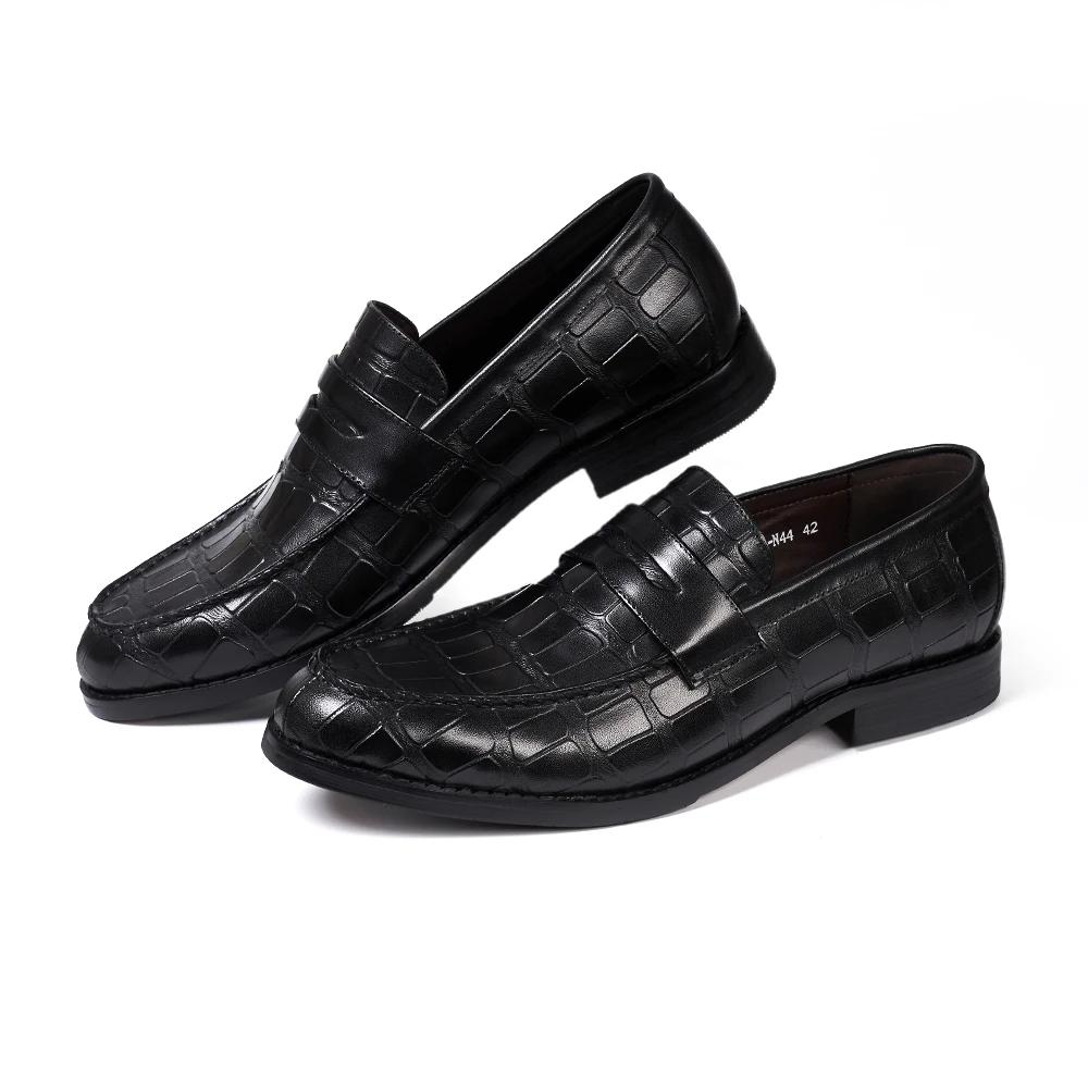 Fashion Fashion Men's Penny Loafers Genuine Leather Casual Loafer Red Crocodile Pattern Office Wedding Party Slip On Dress Shoes for Men