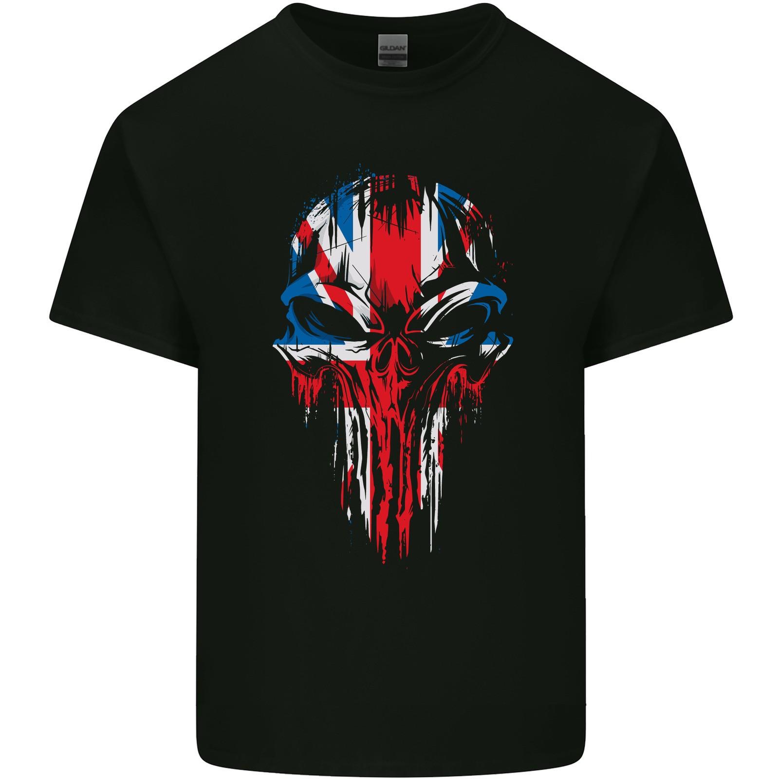 Union Jack Flag Skull Gym MMA Biker Britain Mens Light Cotton T-Shirt S