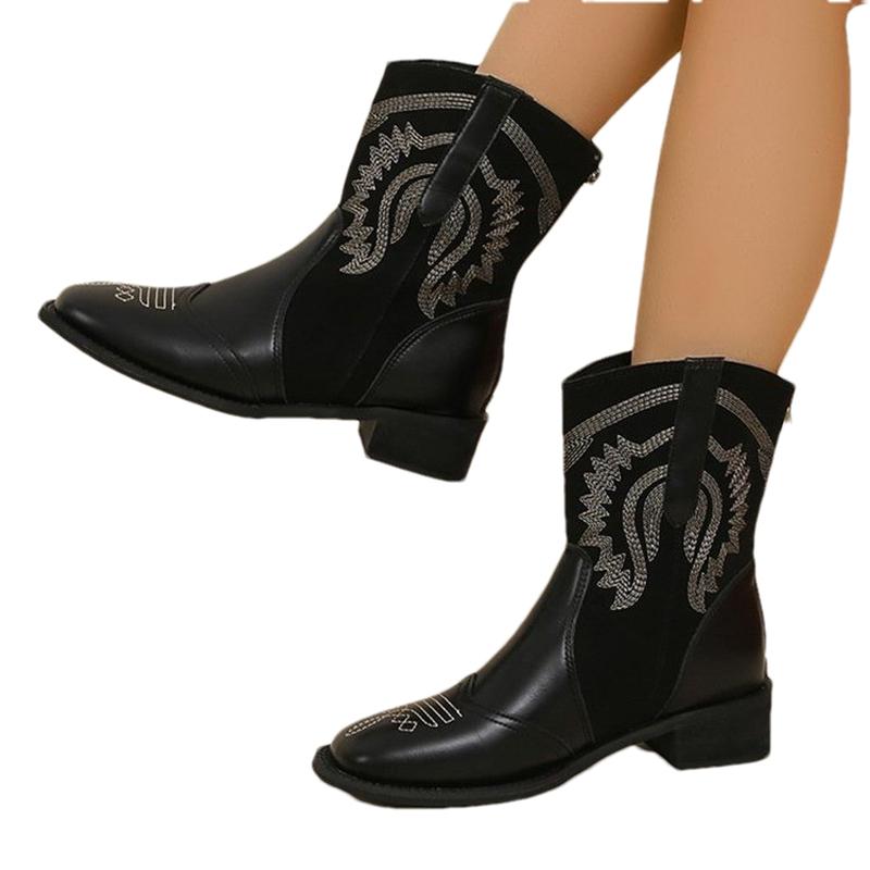 Chunky Women Ankle Boots Winter Fashion Mid Heels Walking Leather Shoes Woman 2024 Trend Pumps Dress Eleglant Mujer Zapatillas