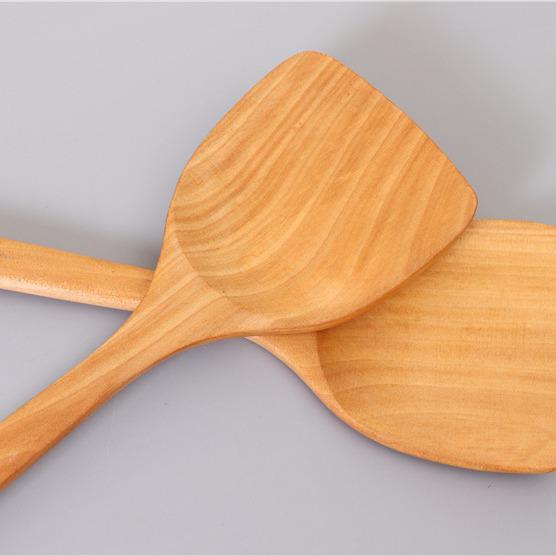 - 39cm Non-Stick Bamboo Spatula with Long Handle for Smokeless Cooking