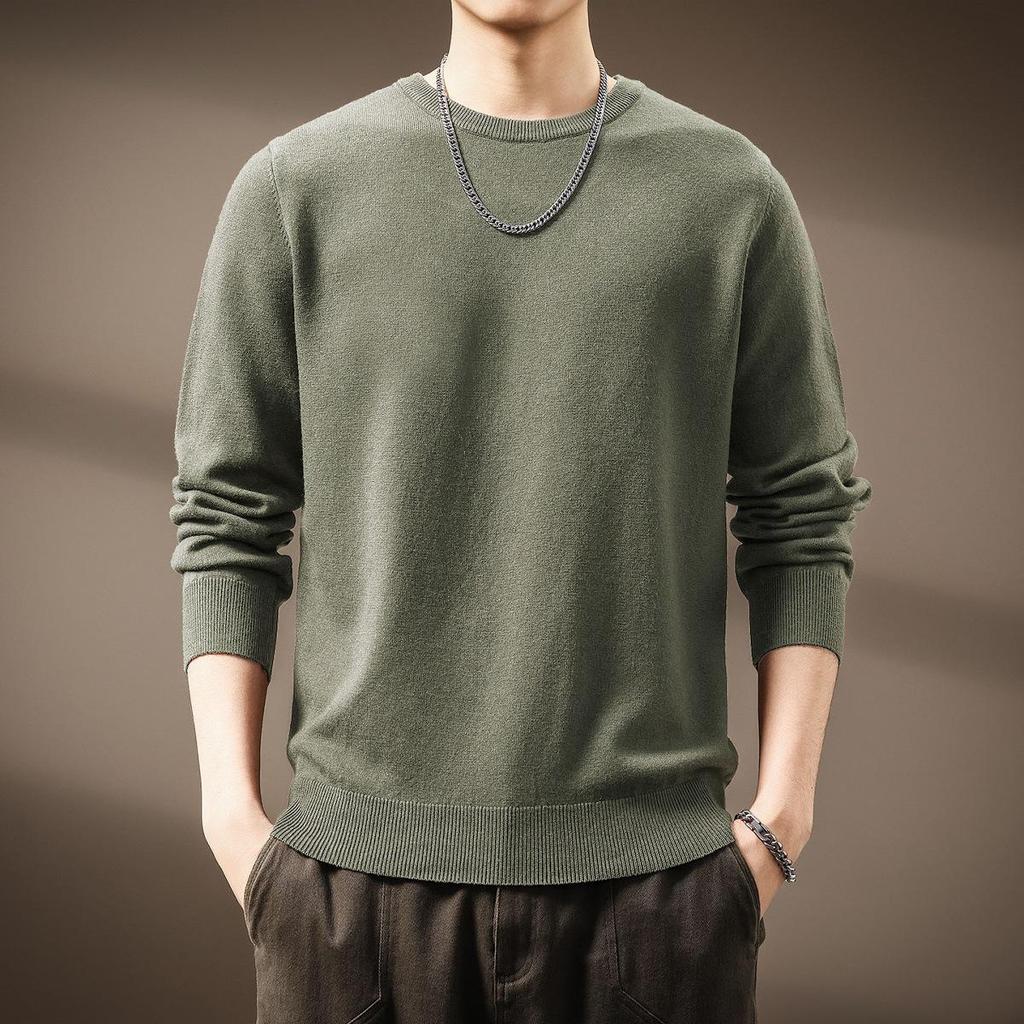 Pull en Maille Douce Couleur Unie Haut de Gamme pour Homme - Hiver Décontracté Col Rond