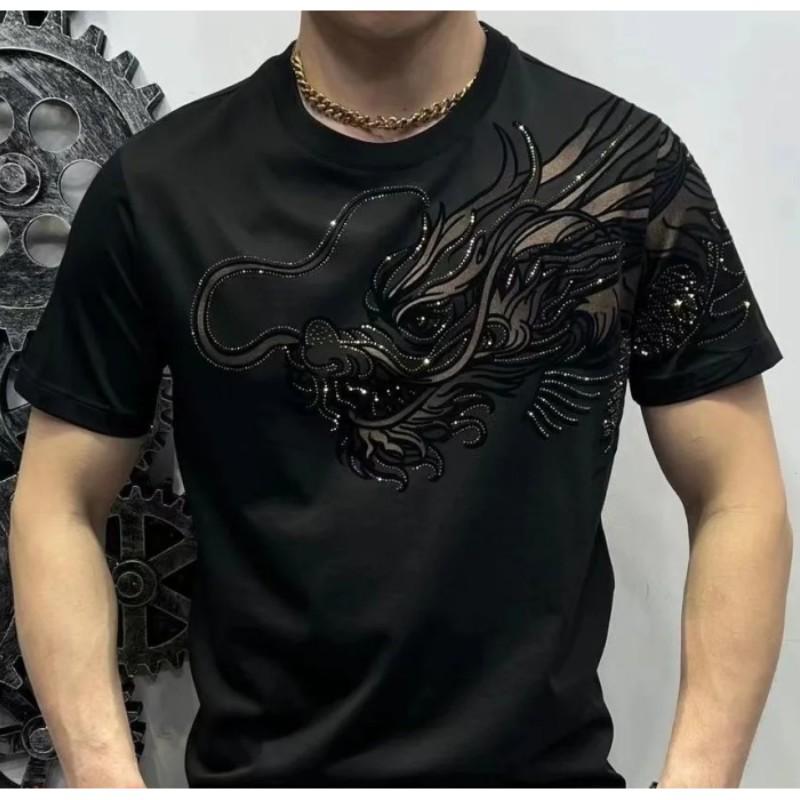 Men s Summer Ethnic-Style Short-Sleeve T-Shirt Youth Crew Neck Casual Breathable Top XXXXL
