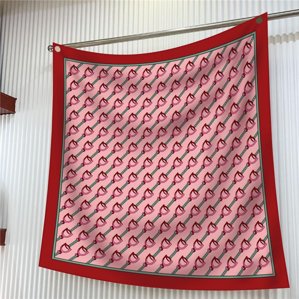 Silk Scarf Women Floral Printed Square Scarves Head Echarpes Silk Foulards Femme Wraps Beach Shawls Bandana Lady Hijabs 90CM