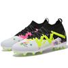 Sapatos de futebol unissex alta gangue ag unhas homens/mulheres adolescentes meias elásticas altas sapatos de treinamento botas de futebol de grama artificial