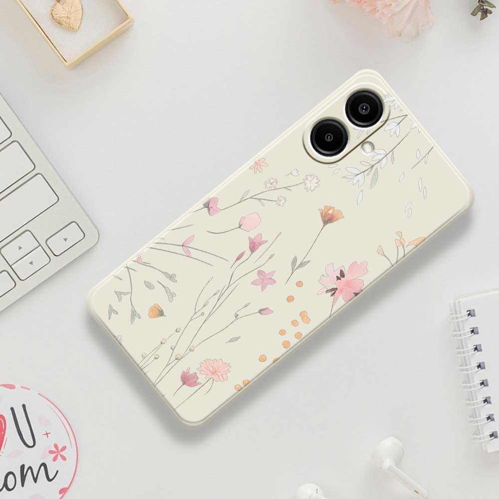 For Samsung Galaxy A07 4G Case Flower Pattern Printing Straight Edge TPU Phone Back Cover