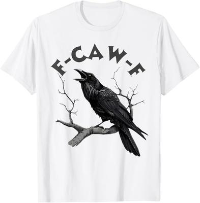 F-Caw-F Corbeau Noir Jeu de Mots Drôle Oiseau Croassant Grunge T-Shirt Halloween