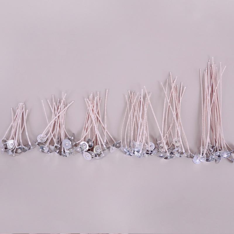 HTP Cotton Candle Wicks, Smokeless & Long-Burning, Pre-Waxed with Metal Holder