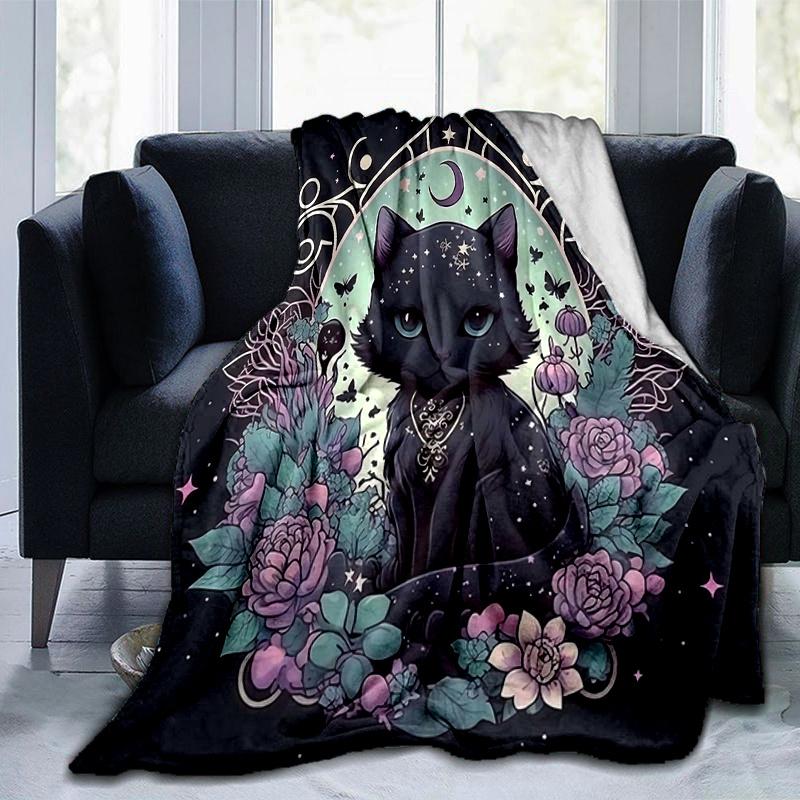 1pc Witchy Cat Blanket, Soft for Room Decor, Perfect Gift and Fans, Living Room, Travel, Camping, Car Blankets